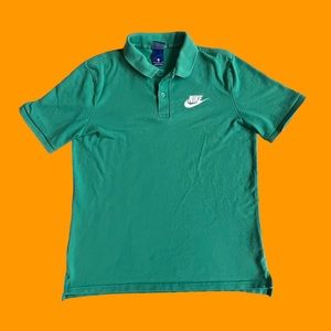 Nike Polo Green Big Logo Casual Women Size Medium